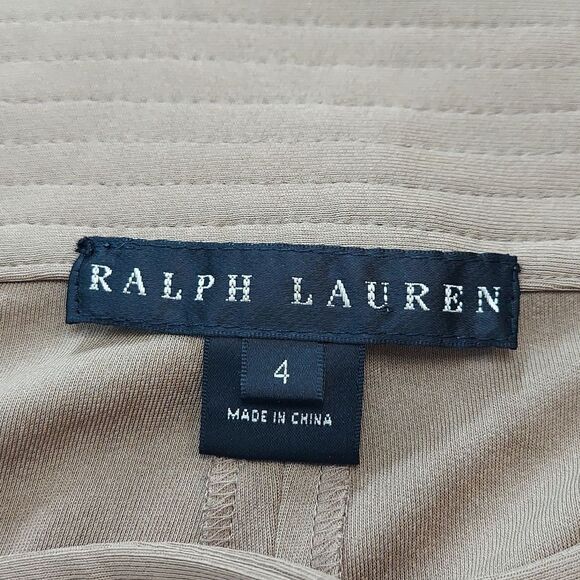 Ralph Lauren Trouser Pants Leather Belt Detail Cuff Hem Pocket Viscose Khaki 4 - Picture 9 of 13